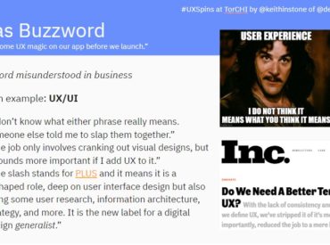Slide about UX as a Buzzword from my TorCHI presentation